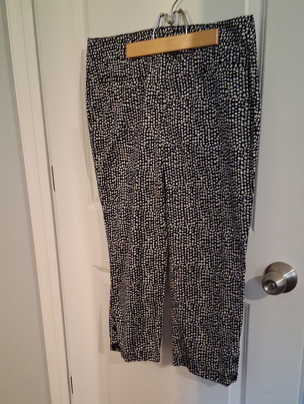 LOFT Black & White Dotted Wide-Leg Pants